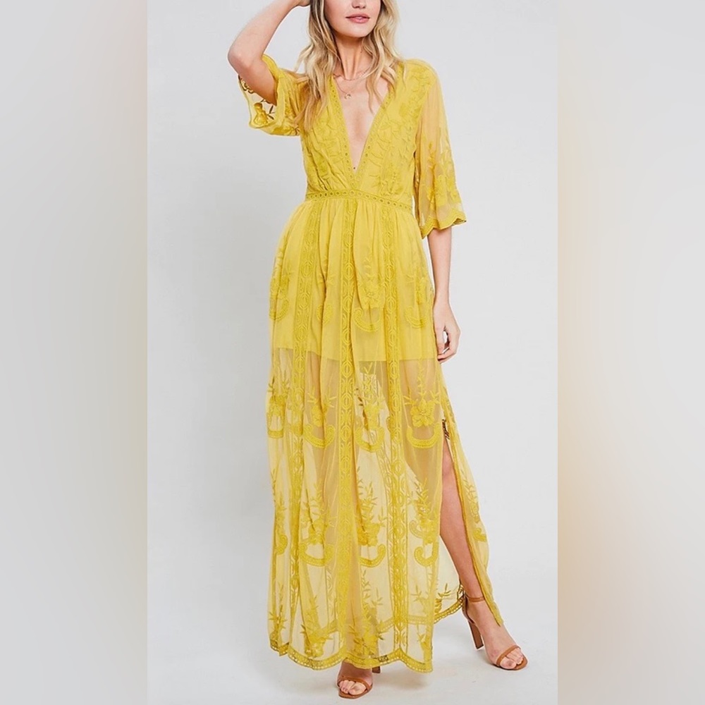 Size small embroided lace maxi dress, brand new, tags not included